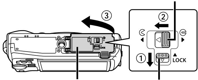 OLYMPUS TG-3 - Insertion et retrait de la batterie et de la carte - 1