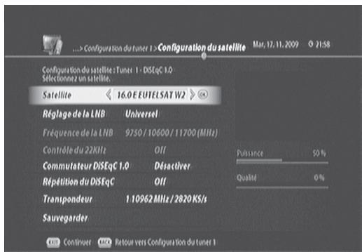 VISIOSAT TNT 5050 TNTSAT - Configuration du tuner 1 et du tuner 2 - 4