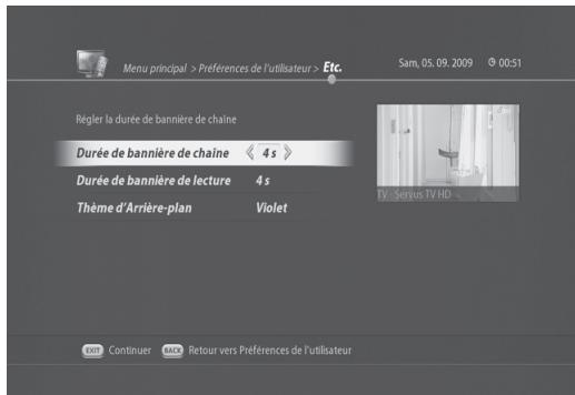 VISIOSAT TNT 5050 TNTSAT - Modification de la durée d'affichage du bandeau d'information - 3