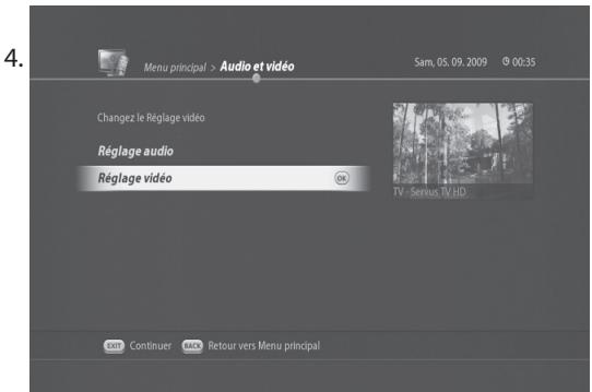 VISIOSAT TNT 5050 TNTSAT - Réglage video (MENU > Audio/vidéo) - 2