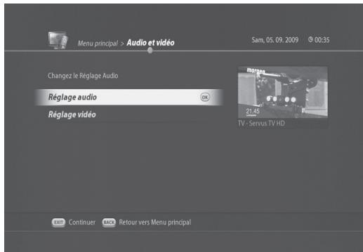 VISIOSAT TNT 5050 TNTSAT - Sélectionnez Réglage audio et appuyez sur OK. - 3