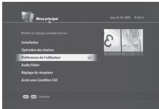 VISIOSAT TNT 5050 TNTSAT - Modification de la durée d'affichage du bandeau d'information - 1