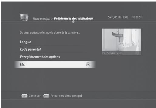 VISIOSAT TNT 5050 TNTSAT - Modification de la durée d'affichage du bandeau d'information - 2