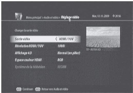 VISIOSAT TNT 5050 TNTSAT - Réglage video (MENU > Audio/vidéo) - 3