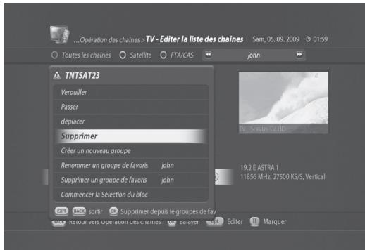 VISIOSAT TNT 5050 TNTSAT - Suppression de chaînes dans une liste de chaînes préférentes - 1