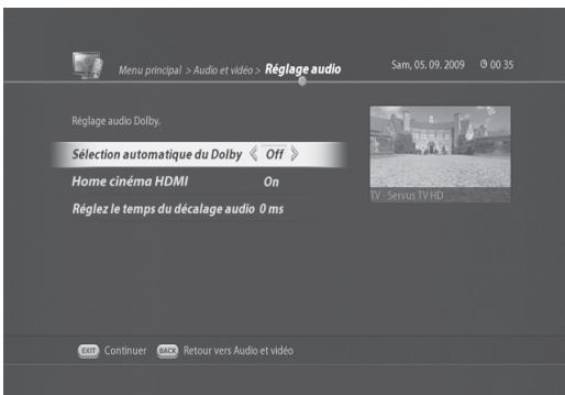 VISIOSAT TNT 5050 TNTSAT - Sélectionnez Réglage audio et appuyez sur OK. - 1