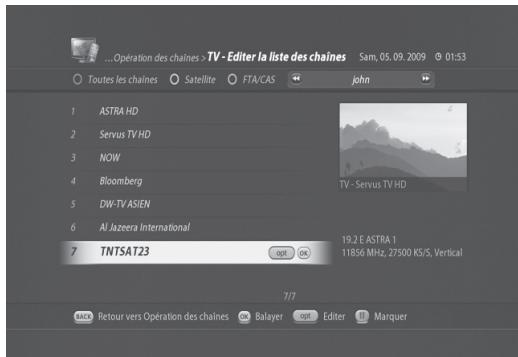 VISIOSAT TNT 5050 TNTSAT - Ajout de chaînes à la liste de chaînes de préférentes - 2