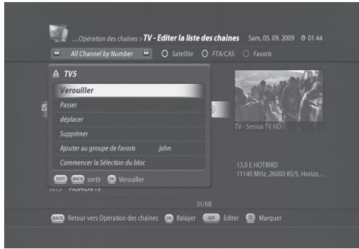 VISIOSAT TNT 5050 TNTSAT - Verrouillage/déverrouillage de chaînes - 1