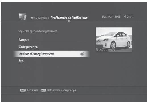 VISIOSAT TNT 5050 TNTSAT - Options d'enregistrement - 1