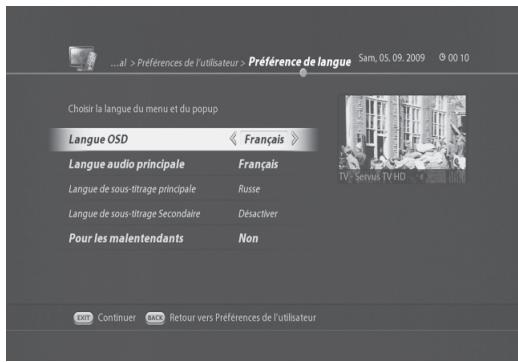 VISIOSAT TNT 5050 TNTSAT - Paramètres de langue - 1