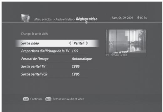 VISIOSAT TNT 5050 TNTSAT - Réglage video (MENU > Audio/vidéo) - 4