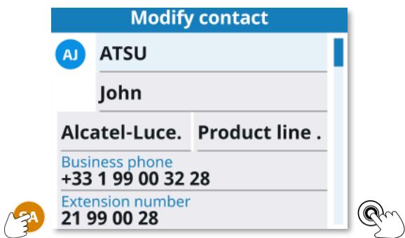 ALCATEL-LUCENT ALE-500 - Ouvrir le menu local de l'utilisateur: Contacts. - 5