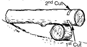 MCCULLOCH CS 420T Tronçonneuse - BUCKING USING A LOG OR SUPPORT STAND - 1
