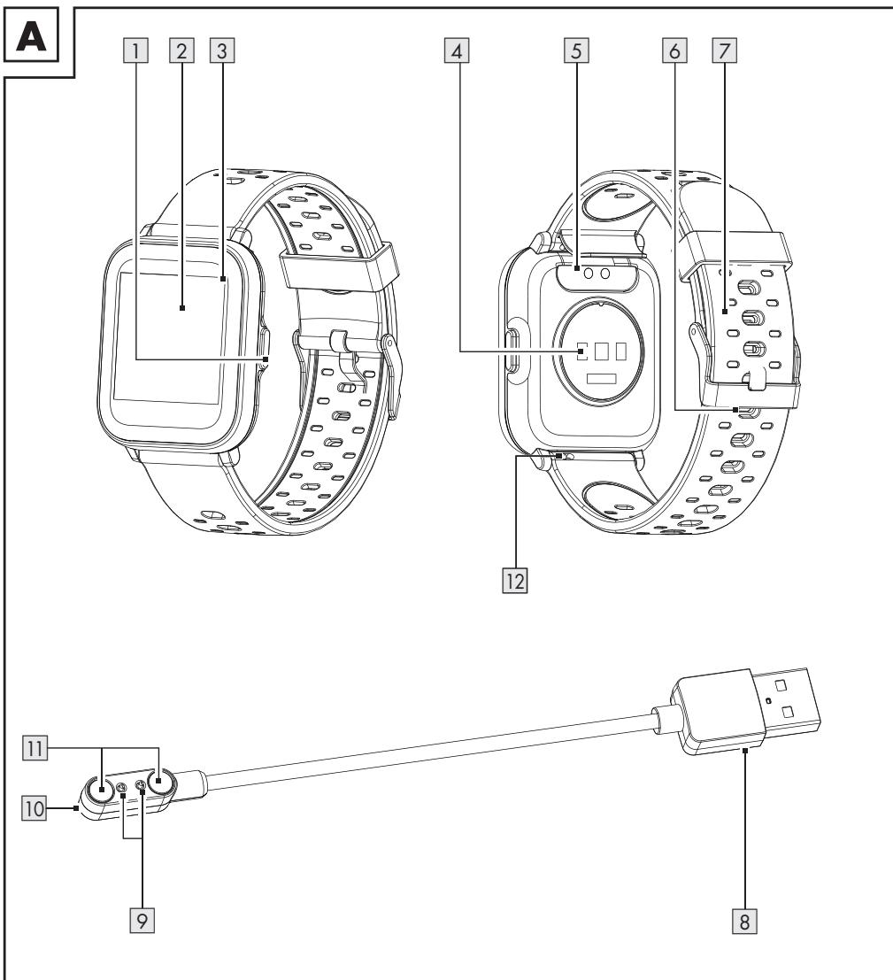 SILVERCREST MONTRE FITNESS CONNECTÉE  SFW200 - Teilebeschreibung - 1