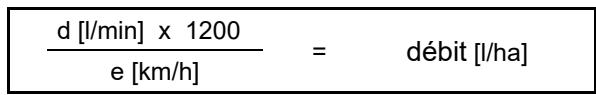 AMAZONE UG 2200 Super - Calcul de l'expulsion individuelle par buse [I/ha] - 1