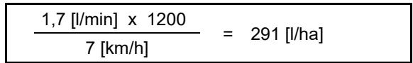 AMAZONE UG 3000 Special - Calcul de l'expulsion individuelle par buse [i/ha] - 2