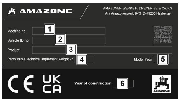 AMAZONE ZA-V Hydro - Plaque signalétique machine - 1