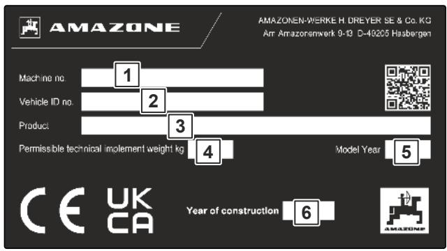 AMAZONE Tyrok 400 - Plaque signalétique sur la machine - 1