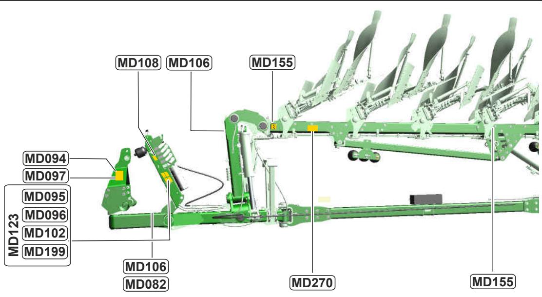 AMAZONE Tyrok 400 - Positions des pictogrammes d'advertissement - 1