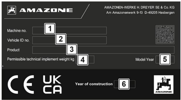 AMAZONE ZA-TS Tronic - Plaque signalétique machine - 1