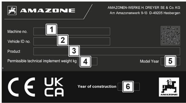 AMAZONE ZA-TS Profis Tronic - Plaque signalétique machine - 1