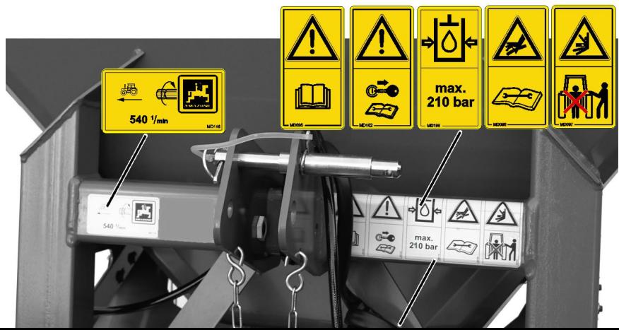 AMAZONE E +S 751 - Emplacement des pictogrammes d'avertissement et autres marquages - 2