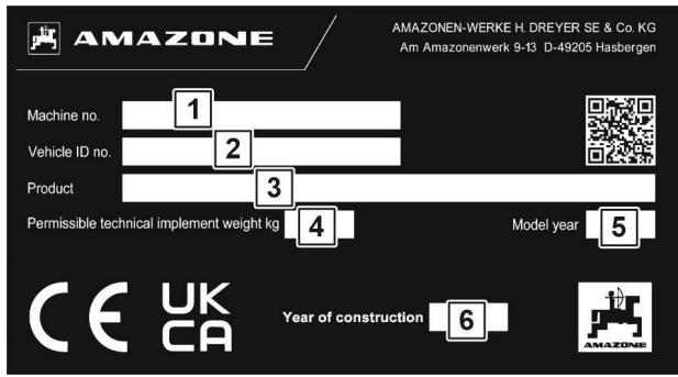 AMAZONE E +S 751 - Plaque signalétique machine - 1