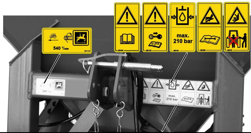 AMAZONE E +S H 751 - Emplacement des pictogrammes d'advertissement et autres marquages - 2