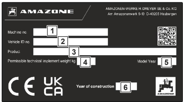 AMAZONE Catros 2503 - Plaque signalétique sur la machine - 1
