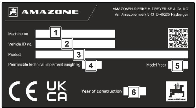 AMAZONE Ceus 3000-TX - Plaque signalétique sur la machine - 1