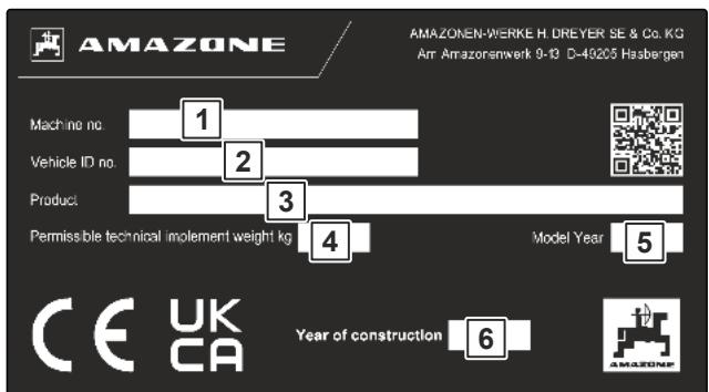 AMAZONE Catros 7003-2 - Plaque signalétique sur la machine - 1