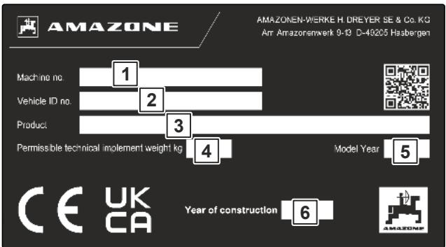 AMAZONE Cenio 3000 - Plaque signalétique sur la machine - 1