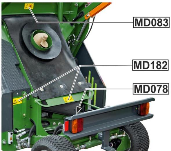 AMAZONE PH-1250 4WDi - Emplacement des pictogrammes d'avertissement et autres marquages - 2