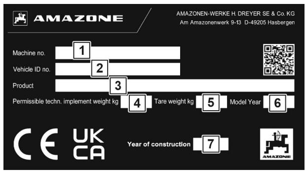 AMAZONE UX 3200 Special - Plaque signalétique machine - 1