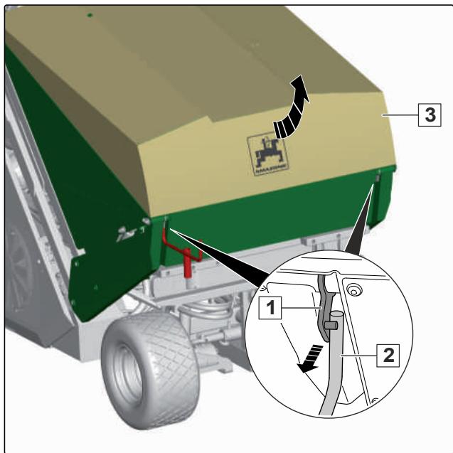 AMAZONE Profihopper 1500 SmartLine - Ouvrir le couvercle du bac de ramassage - 2