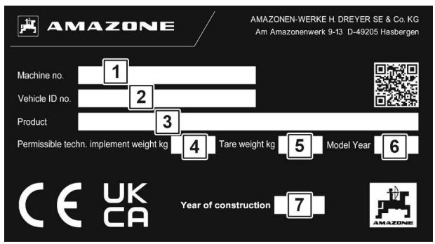 AMAZONE UF 1201 - Plaque signalétique machine - 1