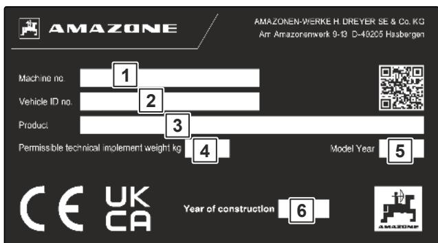 AMAZONE GreenDrill 501-H - Plaque signalétique sur la machine - 1