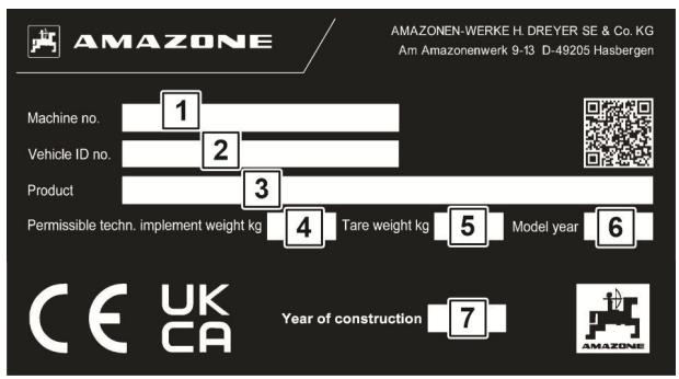 AMAZONE UF 1002 - Plaque signalétique machine - 1