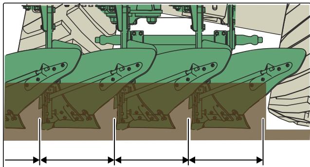 AMAZONE Teres 300 V avec roue combinée - Réglage manuel de la largeur de travail des corps de charrue - 1