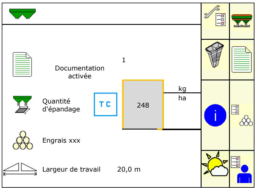 AMAZONE Software ISOBUS pour ZA-TS / ZG-TS - Affichage du menu principal - 2