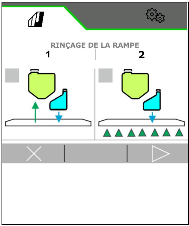 AMAZONE Logiciel ISOBUS Pulvérisateur UF 02 / UX01 / Pantera / FT-P - Rincer la rampe - 1