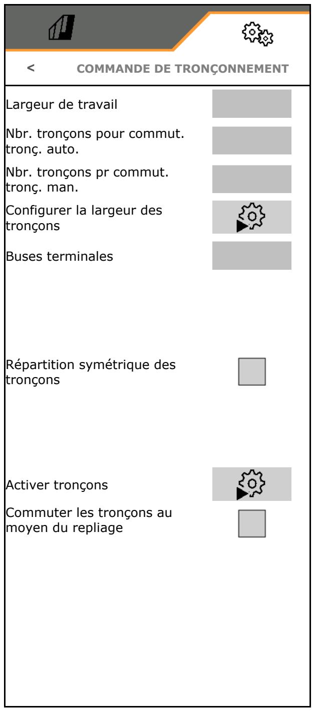 AMAZONE Logiciel ISOBUS Pulvérisateur UF 02 / UX01 / Pantera / FT-P - Configurer la commande des tronçons - 2