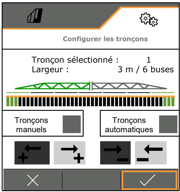 AMAZONE Logiciel ISOBUS Pulvérisateur UF 02 / UX01 / Pantera / FT-P - Configurer la largeur destronçons - 6