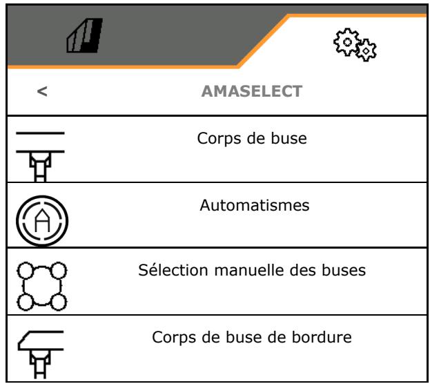 AMAZONE Logiciel ISOBUS Pulvérisateur UF 02 / UX01 / Pantera / FT-P - Configurer AmaSelect - 1