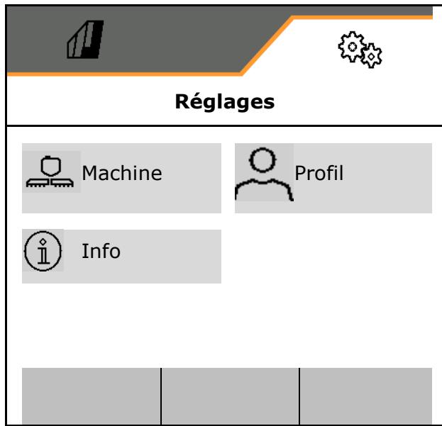 AMAZONE Logiciel ISOBUS Pulvérisateur UF 02 / UX01 / Pantera / FT-P - Réglages de menu pour les réglages et la gestion : - 2