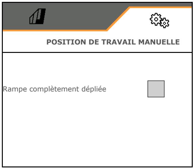 AMAZONE Logiciel ISOBUS Pulvérisateur UF 02 / UX01 / Pantera / FT-P - Position de travail manuelle avec repliage Flex - 2