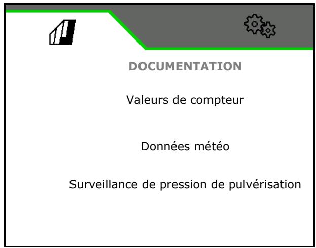 AMAZONE Logiciel ISOBUS Pulvérisateur UF 02 / UX01 / Pantera / FT-P - Menu Documentation - 1