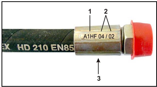 AMAZONE Catros+ 7003-2TX - Le marquage sur l'embout fournit les informations suivantes : - 1