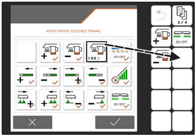 AMAZONE Logiciel ISOBUS Bineuse - Configuration de l'affectation de la barre de boutons du menu de travail - 3