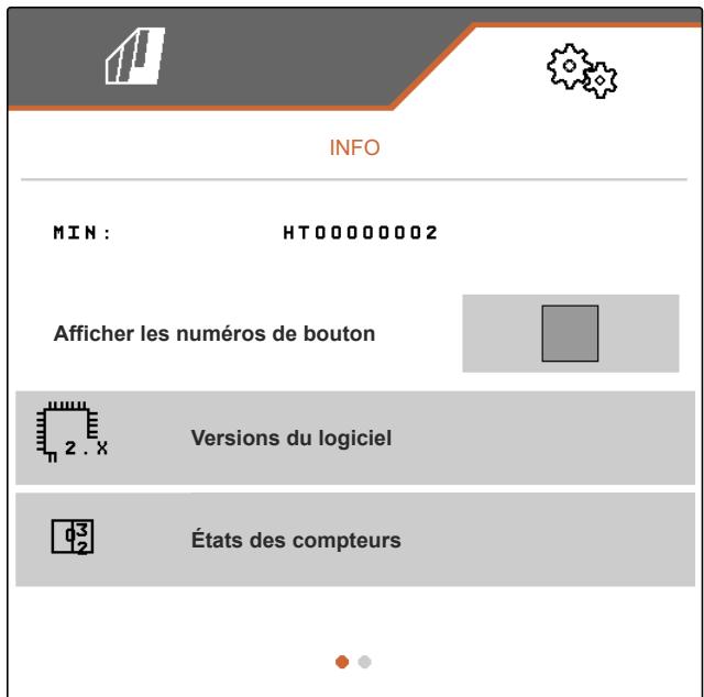 AMAZONE Logiciel ISOBUS Bineuse - Affichage des numéros des boutons - 1
